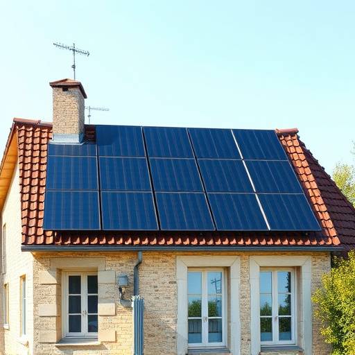 Image montrant des panneaux solaires sur un toit de maison fran&auml;aise